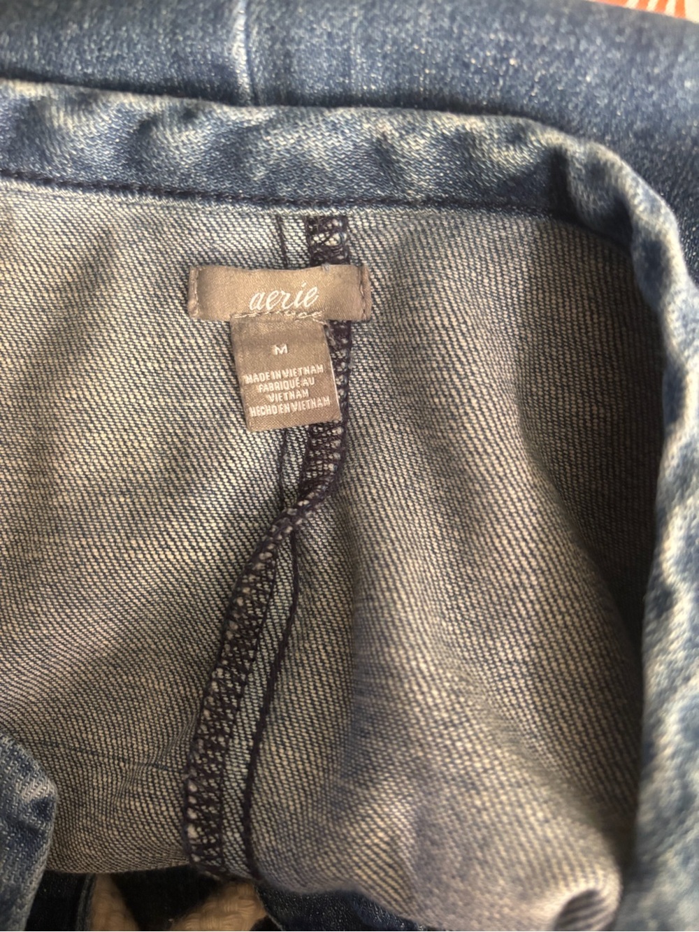 aerie Denim Lace-Up Dress - Blue with Cream Tie - Picture 3 of 4